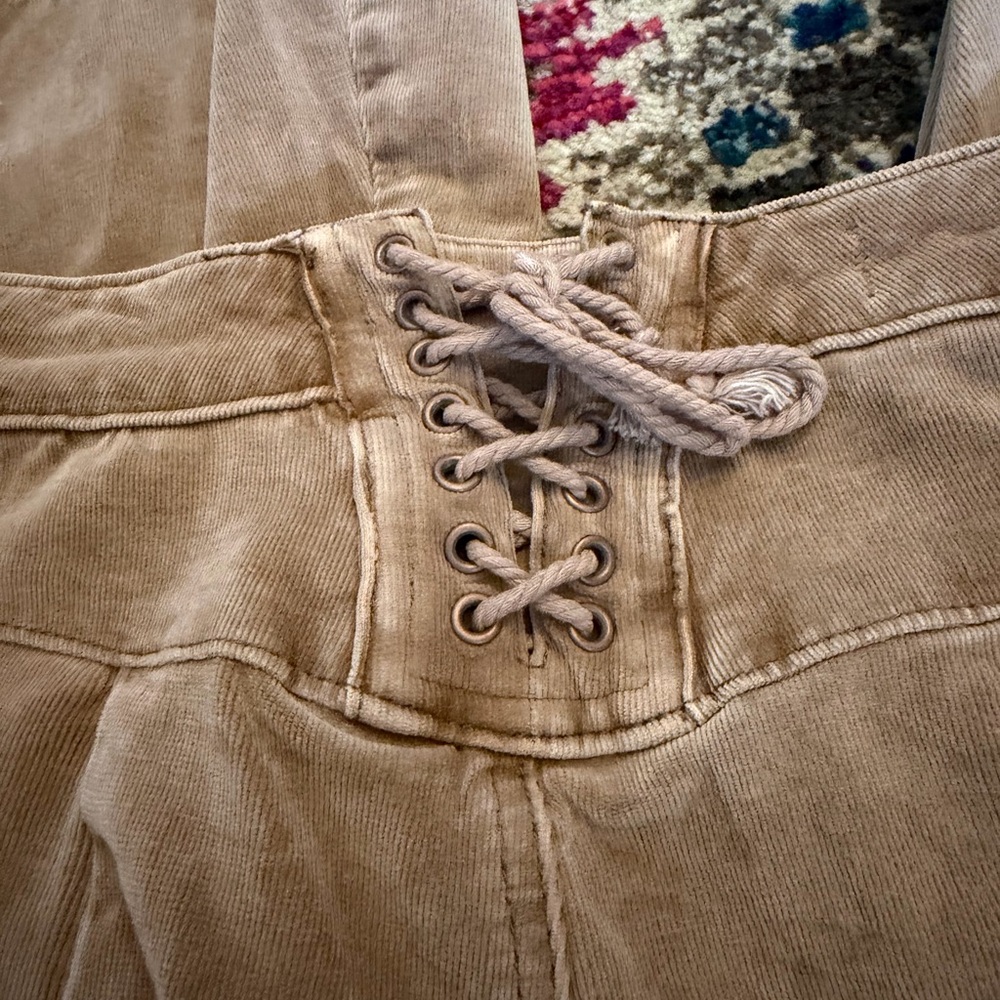 Free People Corduroy High-Rise lace up flare Pants - Picture 3 of 7